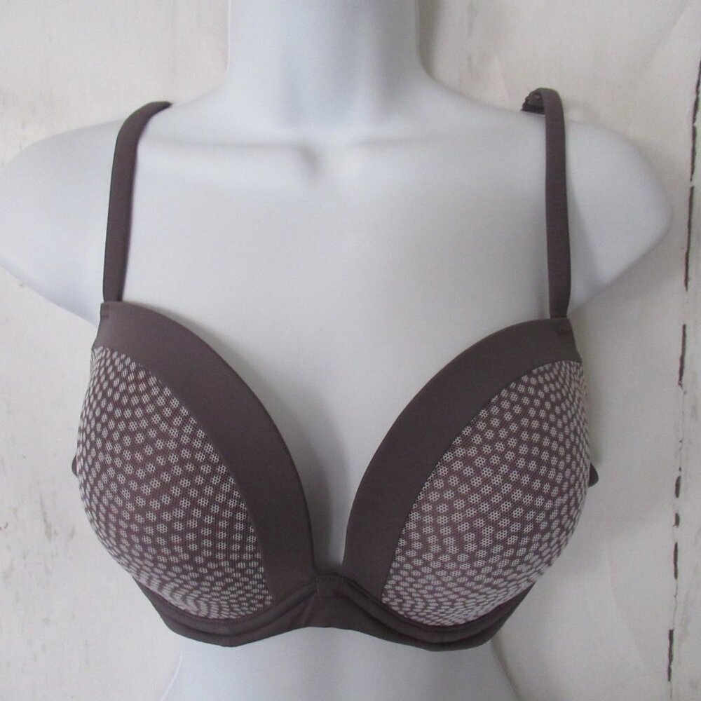 Le Mystere Bra 34D Gray Multiway Padded Push Up Underwire Back Closure